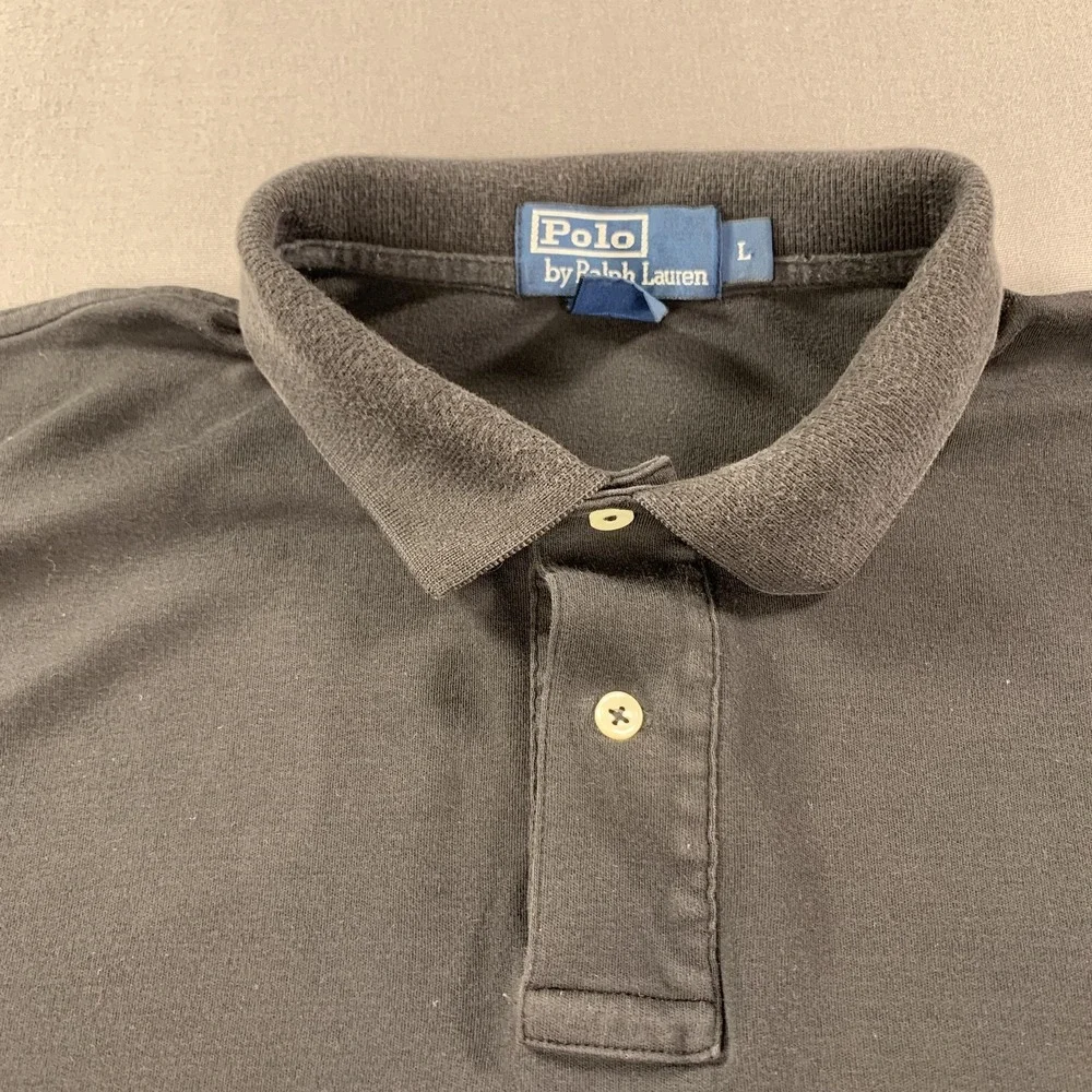 Polo Ralph Lauren Polo Shirt Mens LG Black Red Pony Embroidered Cotton USA‎ VTG
